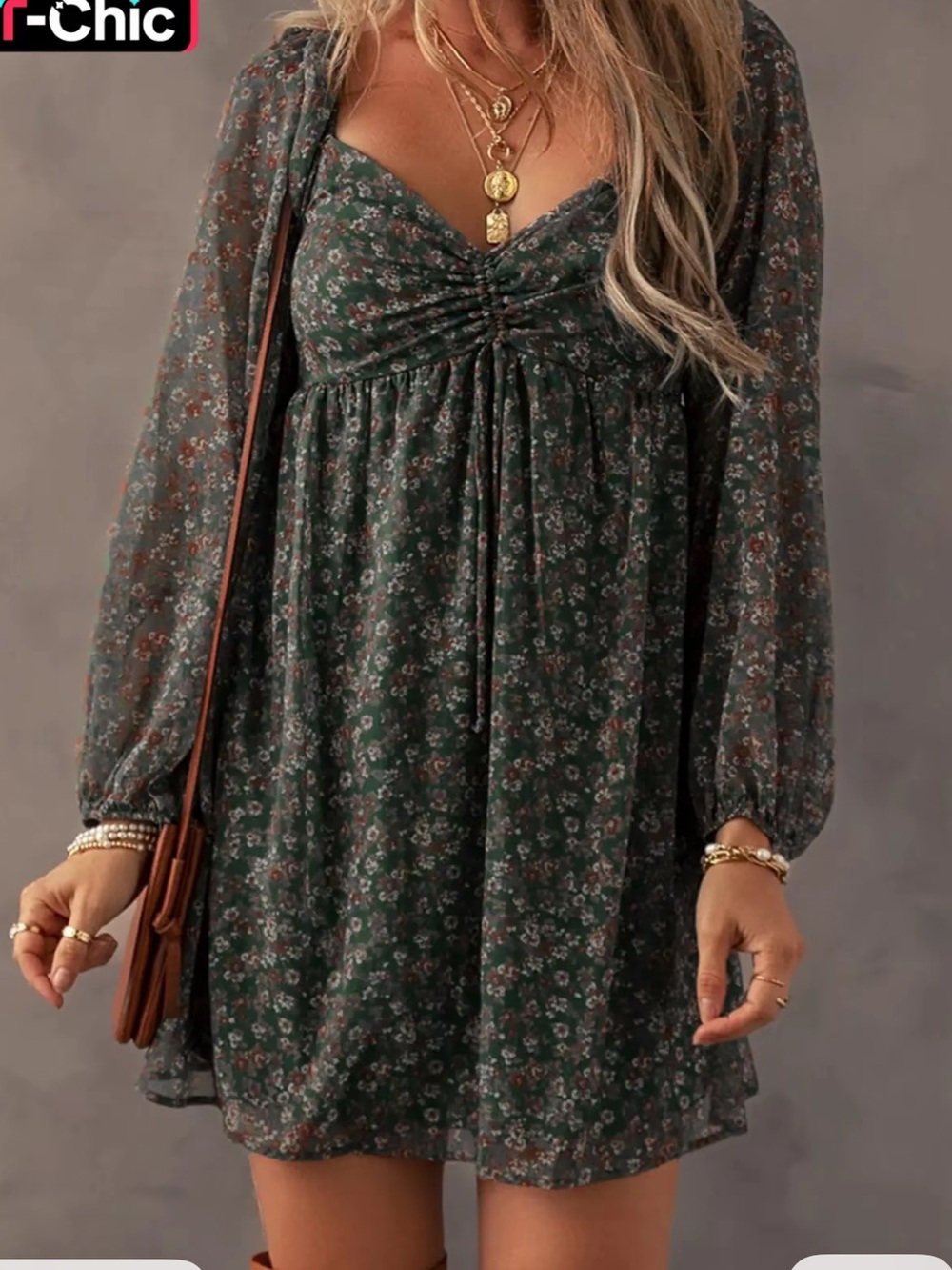 Floral V-Neck Midi Dress in Teal and Pink